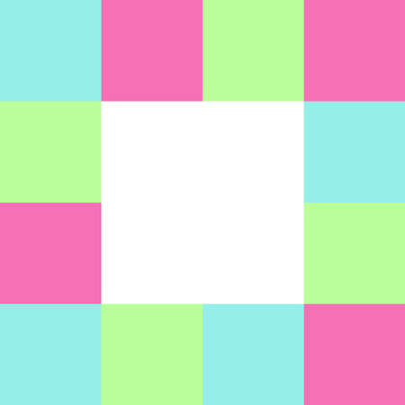 empty white square on pastel color squares checkered block, template banner checker multi color rainbow, ad colorful block soft pastel bright, cubes square polygon mosaic and copy space advertisingのイラスト素材
