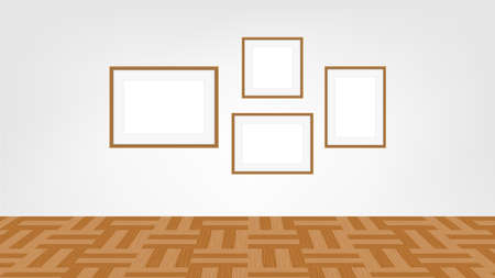 collage frames photo on the wall room, collection of portrait frame set, mock up template picture frame, frames cute for photo, vintage wooden frames chic and luxury, mock-up frames art gallery showのイラスト素材