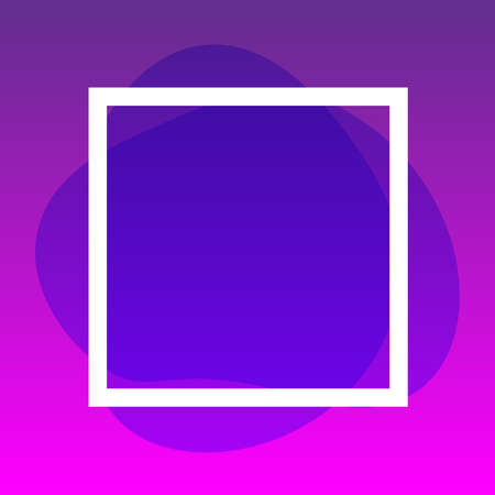 square frame white on purple blob shapes geometric for banner background, simple liquid stain brush flat blob for labels ad copy space, violet purple fluid spot template for and graphic bannerのイラスト素材