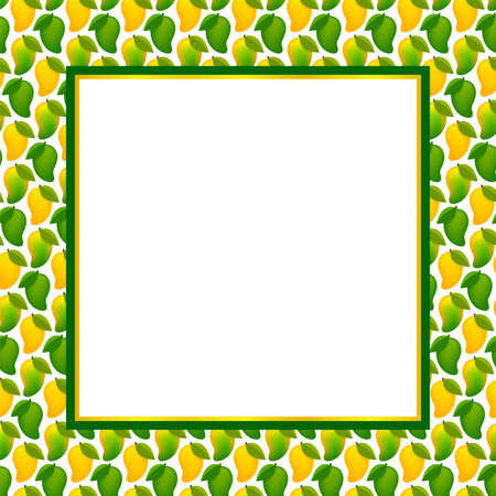 mango fruit frame for copy space text, banner frame with mango for background, mango pattern yellow green for banner advertisement, mango fruit ripe and raw pattern for text ad spaceのイラスト素材