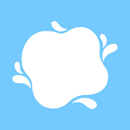 milk blob shape on light blue soft for banner copy space, aqua background, white milk blob splash on pastel blue, water blobs droplet wave shape for banner, milk blob simple for graphic ad designのイラスト素材