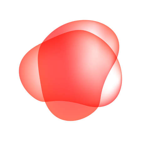 flat blob red isolated on white for background, simple drop fluid shape for graphic hipster card, for cover poster or flyer brochure design, colorful minimal bubble blot for element banner frame adのイラスト素材