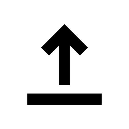 arrow pointing up, download button isolated on white, simple arrow for icon flat line, black arrow up direction, arrow sign of next or download upload conceptのイラスト素材