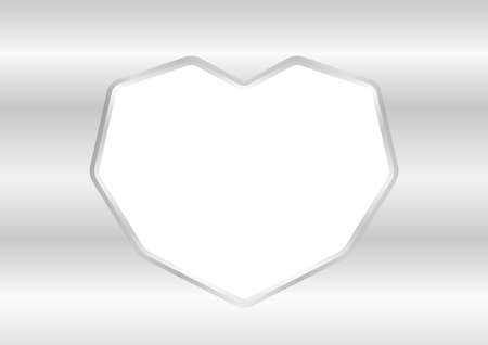heart shape white on silver background, white frame shaped heart on silver texture for greeting card paper, luxury heart shape for decoration valentine graphic icon, cute heart shape for copy spaceのイラスト素材