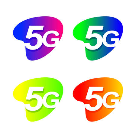 5G label for element graphic symbol, numbers 5G on blob colorful modern, label flat 5G sign for button designのイラスト素材