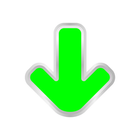 green arrow pointing down isolated on white background, clip art green arrow icon pointing to down, arrow symbol indicates green direction pointing to down, illustrations 3d arrow buttons down point