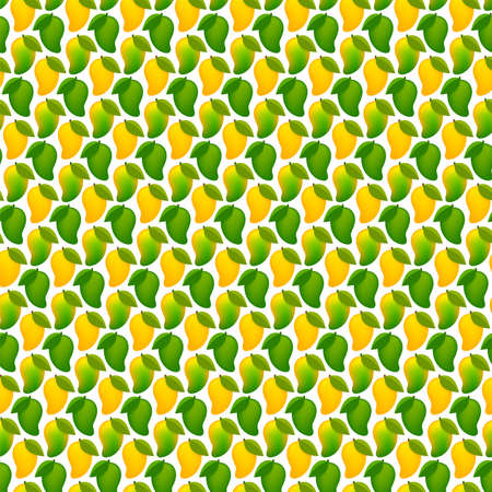 mango ripe and raw mango for background, mango pattern yellow green for illustration, clip art mango fruit pattern for wallpaperのイラスト素材