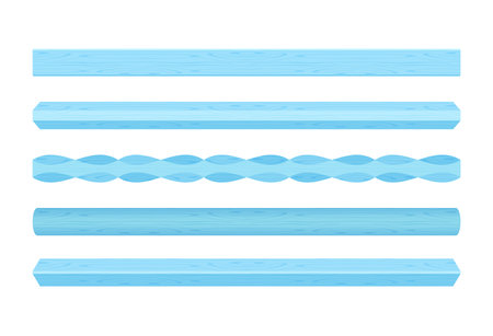 wooden vertical lath different blue pastel soft colors isolated on white background, wooden slat poles blue pastel color, lath wood vertical, wood slat posts, set of wood slats plank, lumber wood pastのイラスト素材