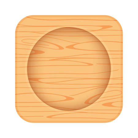 wooden coaster brown for placing water glass, wood coaster for tea glass shot, wood coaster in top view, square wooden for placing glass beer, wooden saucer plate isolated on white backgroundのイラスト素材