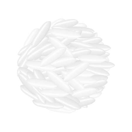 rice seed raw isolated on white, grains rice and paddy seed close-up, pile rice grains, illustration rice barley white seed macro concept, vegetarian food for clip artのイラスト素材