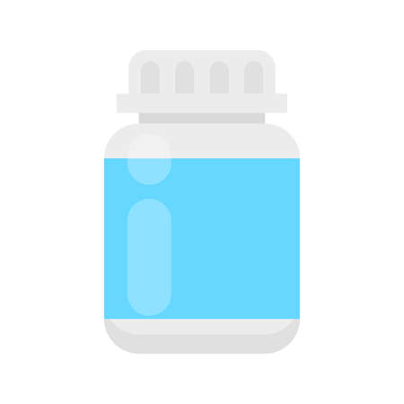 bottle plastic of medicine container for icon isolated on white background, clip art bottle for infographics, illustration simple medicine bottle containerのイラスト素材