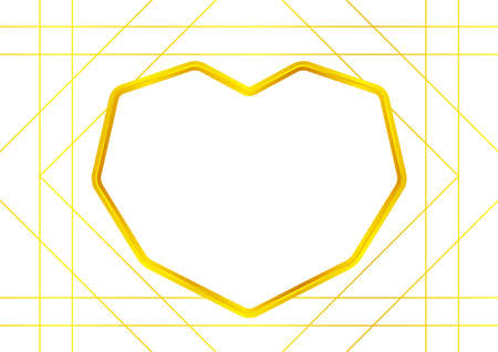 heart shape golden frame isolated on white for copy space, luxury gold frame with shaped heart, cute border frame hearts shape gold for valentines graphic card, art line golden heart of greeting cardのイラスト素材