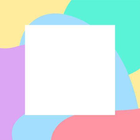 square white on pastel soft multicolour for banner background, blob free shape multicolored for...