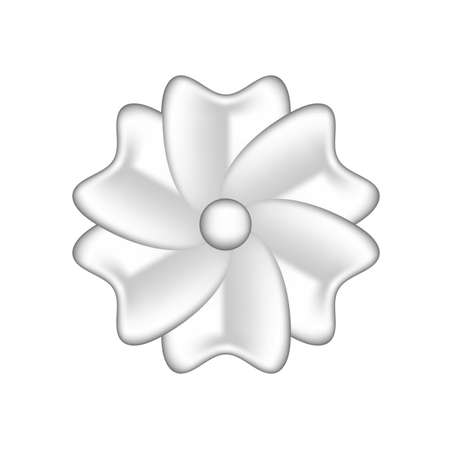 single flowers silver ornate isolated on white background, luxury flower petal silver simple, silver flowers object metal sculpture, illustration of deluxe silver flower, clip art flowers luxuriousのイラスト素材