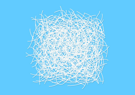 shredded paper white isolated on blue background, scrap shredded paper for gift pack, shredded paper...