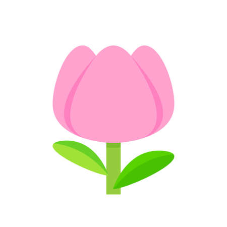 tulip flower pink simple isolated on white background, tulips pink cartoon for clip art, illustration tulip flowerのイラスト素材