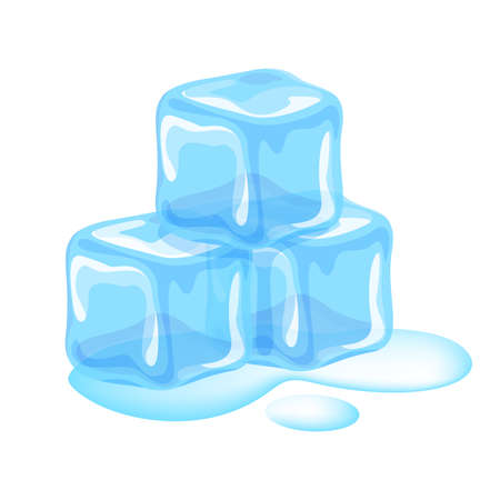 ice cubes isolated on white background, clip art three ice cubes, illustrations pile of ice cubes transparent, ice cubes and water drop meltedのイラスト素材