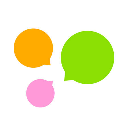 circle speech bubble for message talk and copy space text, colorful speech bubble isolated on white, label speech bubble green orange and pink, template dialog speech sign of communicationのイラスト素材