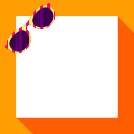 banner fashion glasses flat on white copy space, frame glasses for orange background summer sale, frame fashionable eyeglasses flat for graphic sale banner discount, banner of sunglasses eyewearのイラスト素材