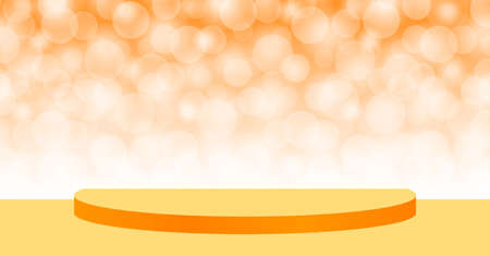 orange pedestal stage on bokeh soft for background, stage podium 3d for cosmetics product display show, orange pedestal stand deluxe for backdrop, stage pedestal for award or success concept showのイラスト素材