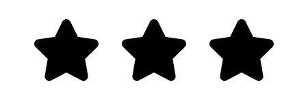 3 stars icon cute isolated on white background, cartoon star shape black, illustration simple star...