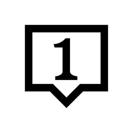 icon number 1 in speech bubble square black isolated on white, first symbol square shape, 1st symbol for success or qualityのイラスト素材