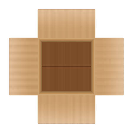 open crate boxes top view, cardboard box brownのイラスト素材