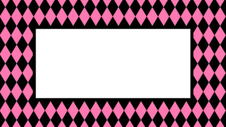 banner pink black rhombus pattern for background, black pink frame for cosmetics banner background, black pink in pattern diamond rhomb shape, copy spaceのイラスト素材
