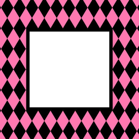banner pink black rhombus pattern for background, black pink frame for cosmetics banner background, black pink in pattern diamond rhomb shape, copy spaceのイラスト素材