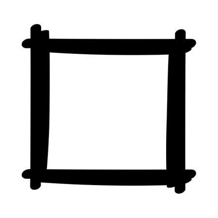 square frame handwritten black color, check box square brush hand drawn, scribble paint art line stroke square shape, square shape paintbrush symbolのイラスト素材