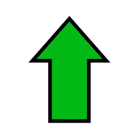 single green arrow, rising arrow sign up isolated on white, arrow sign for directionのイラスト素材