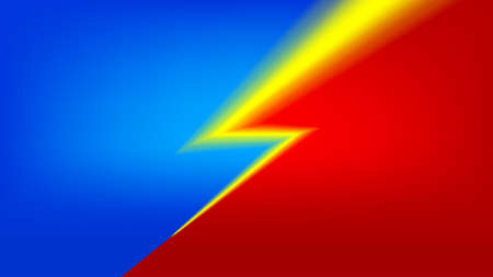thunderbolt flash on red blue for flash sale banner background, bolt shock yellow glow, lightning thunder symbol on red blue backgroundのイラスト素材