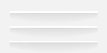 plank shelf for planogram product mock-up display, countertop on wall room white color, modern shelf for display show on space wall roomのイラスト素材