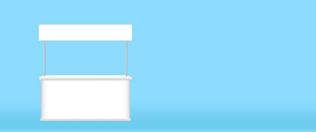 kiosk display, promotion counter stand show, counter stand for retail booth promo, kiosk advertising, counter stall for advertisement, 3D illustrationのイラスト素材