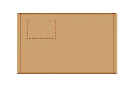 cardboard carton box in top view, brown box or kraft package crate box isolated on whiteのイラスト素材