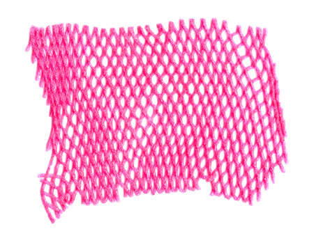 wrap foam net plastic on white, protective âpackaging netting sleeves for fruitsの写真素材