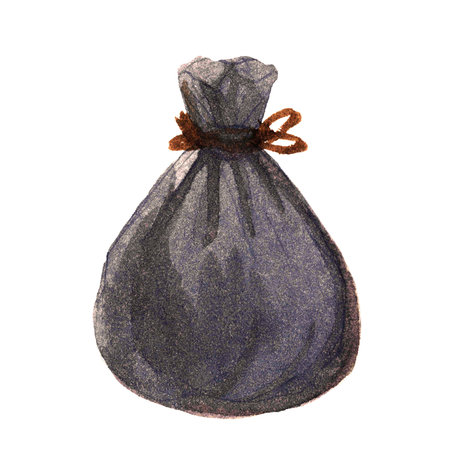 watercolor plastic bag garbage black isolated on white, âgarbage waste plastic bag hand drawnの写真素材