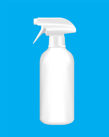 bottle cleanser spray, white bottle plastic cleaner spray for mock-up packaging, bottle disinfectant sprayのイラスト素材