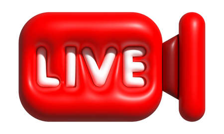 3D live video icon, shoot video, video play buttons for emoji iconの写真素材