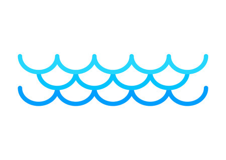 water waves symbol, wave water ripple flow for graphic, water splash shapeのイラスト素材