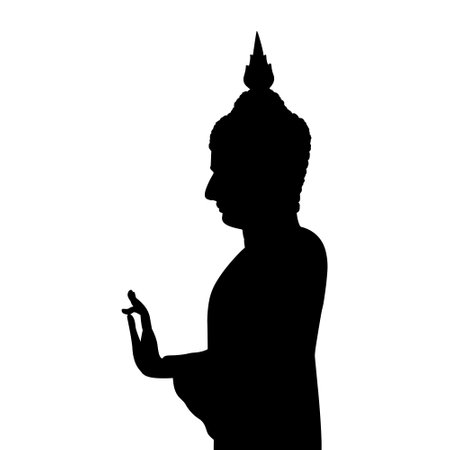 silhouette buddha, buddhism icon, buddha symbol vectorのイラスト素材