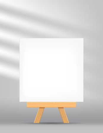 canvas frame artistic square with easel for art painting, picture canvas and wooden standのイラスト素材