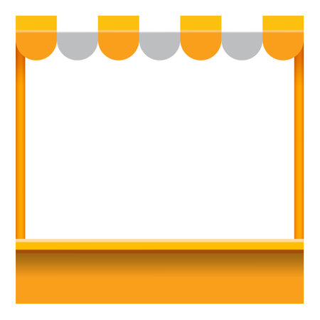 storefront frame with awnings, yellow canopy tent, kiosk frame, kiosk shop front frame for bannerのイラスト素材