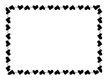 heart line frame rectangle doodle art, heart border outline adorable, framework decorative with heart doodle art line, picture frame with heart shape outline continuesのイラスト素材