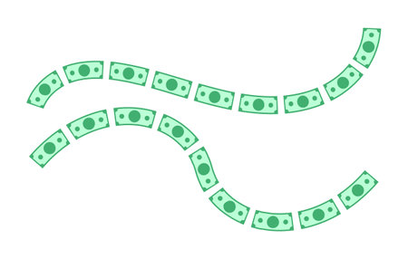 banknote money twisted line, stripe paper currency, banknote, dollar money lineのイラスト素材