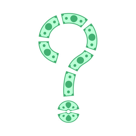 money, question mark in banknote money twisted, question mark money sign, money help conceptのイラスト素材