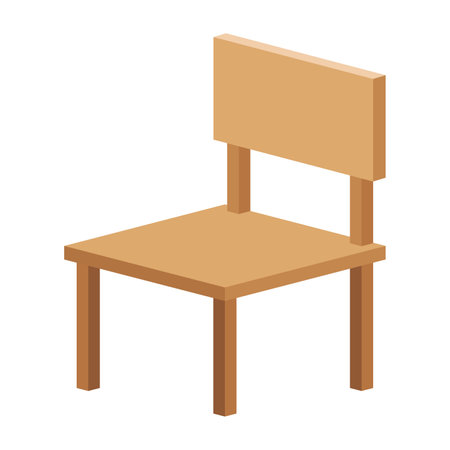 chair wood isometric, chair simple, chair wooden furnitureのイラスト素材