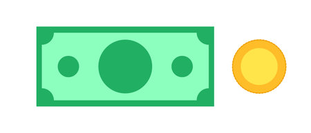 money icon, coin and banknote, money simple, dollar moneyのイラスト素材