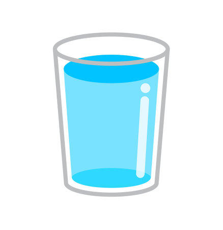 water glass, drinking water glass icon, glass of water illustrationのイラスト素材