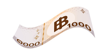 money thai baht, banknotes, currency 1000 baht falling, money flyingのイラスト素材